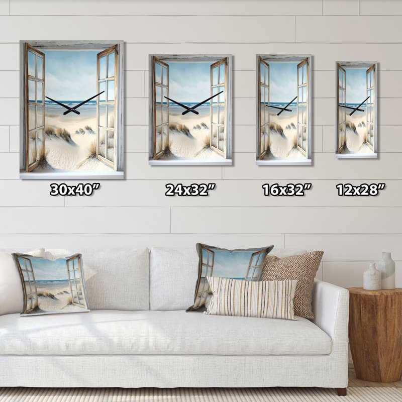 Jaray - Horloge murale moderne plage, H 32 po x l 24 po x P 1 po