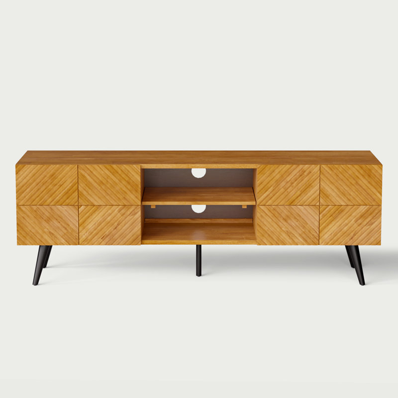 Meuble télé avec armoires de rangement Rhombus, Brun teck