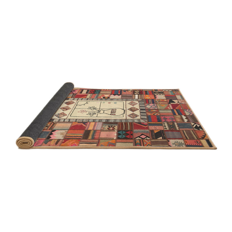 Tapis brun/beige contemporain, Rond 7 pi