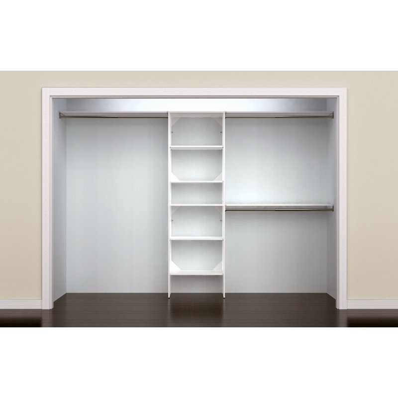 SuiteSymphony 84" W - 120" W Closet System Kit with Top Shelves, Pure White