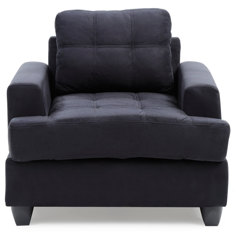 Fauteuil club 38 po Baerman, Microfibre noire