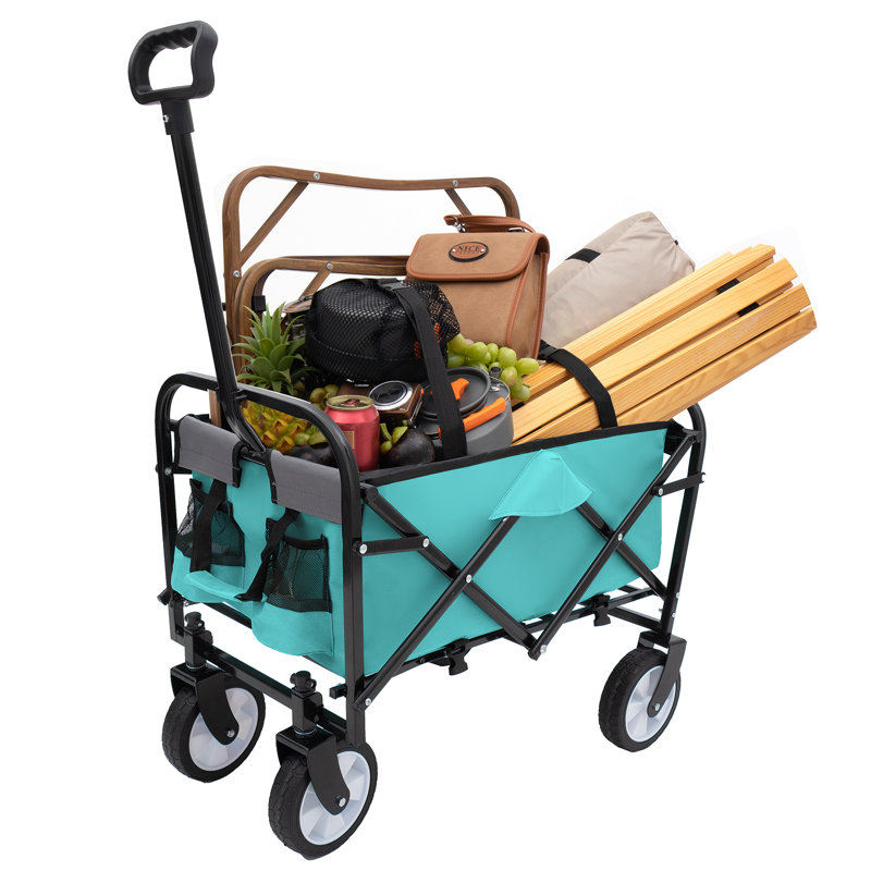 Chariot pliable à roulettes pliable avec roues, Vert, 37.4" H x 26" W x 17.3" D