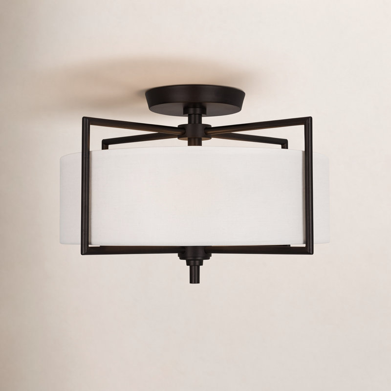 Perno Semi Flush Mount, Aged Iron, 10" H x 15" W x 15" D