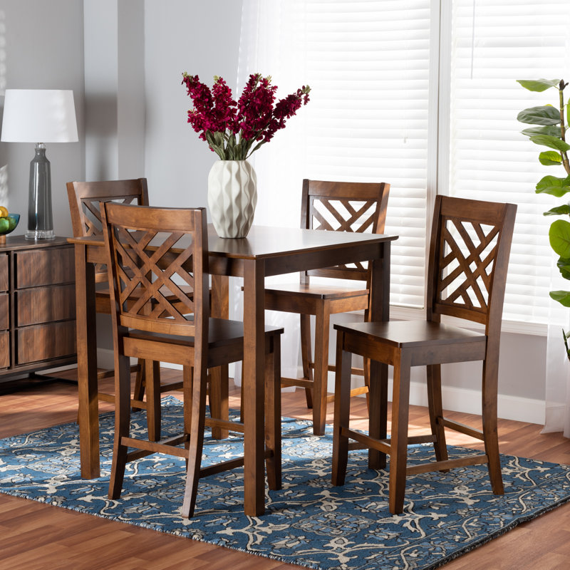 4 - Person Four Leg Dining Set, Walnut Brown