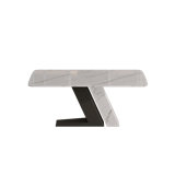 Modern White Rectangular Sintered Stone Dining Table with Z-shaped Pedestal Base