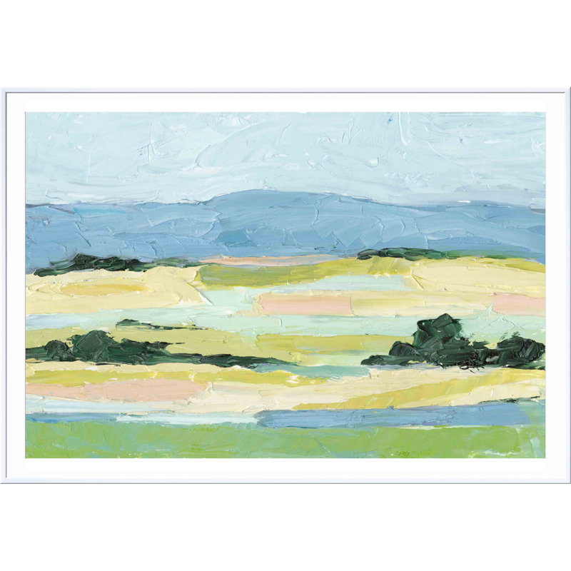 «Pastel Hills I» par Ethan Harper - peinture encadrée, H 32 po x l 48 po, Blanc