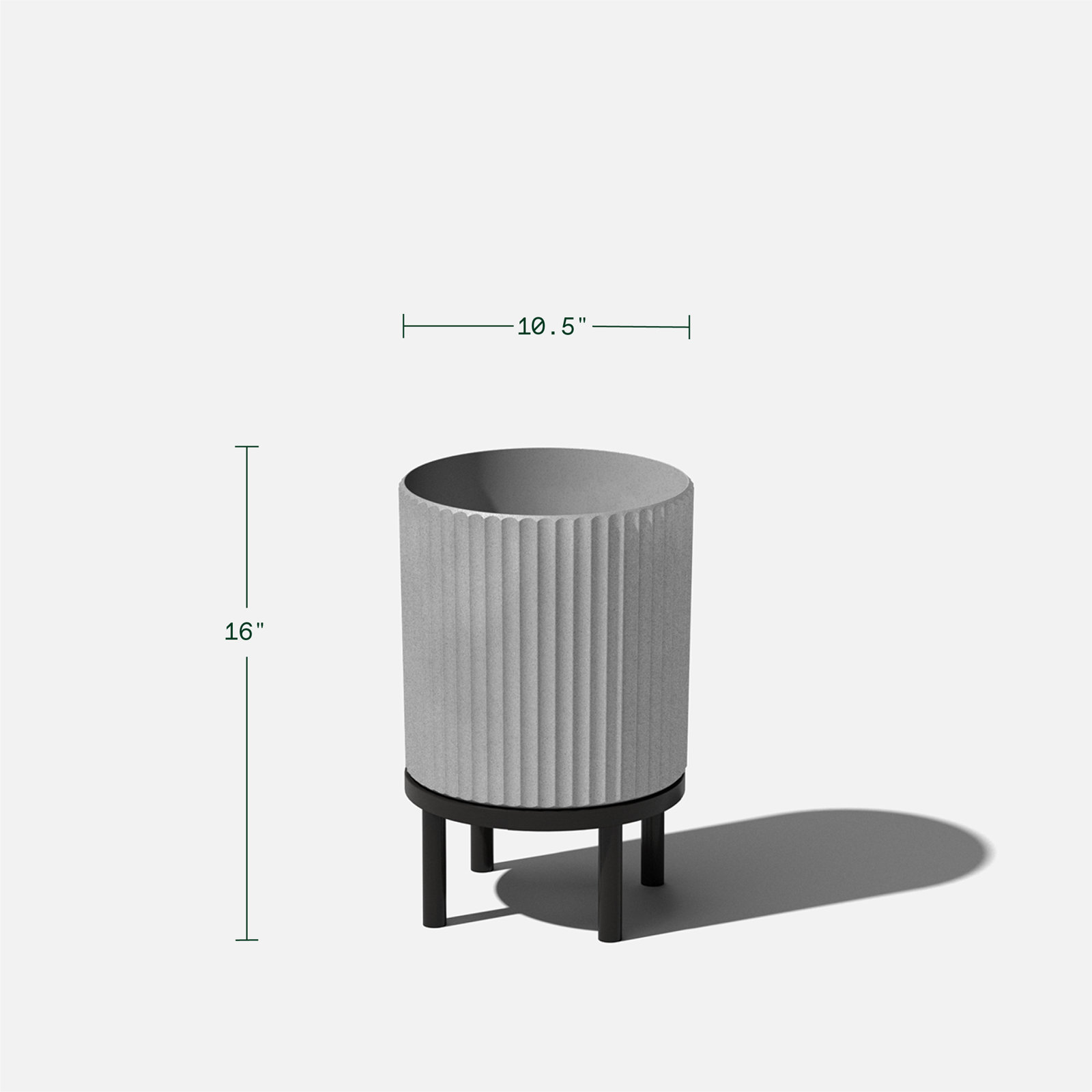 Demi Pot Planter, 1, Gray/Black, 16" H x 10.5" W x 10.5" D