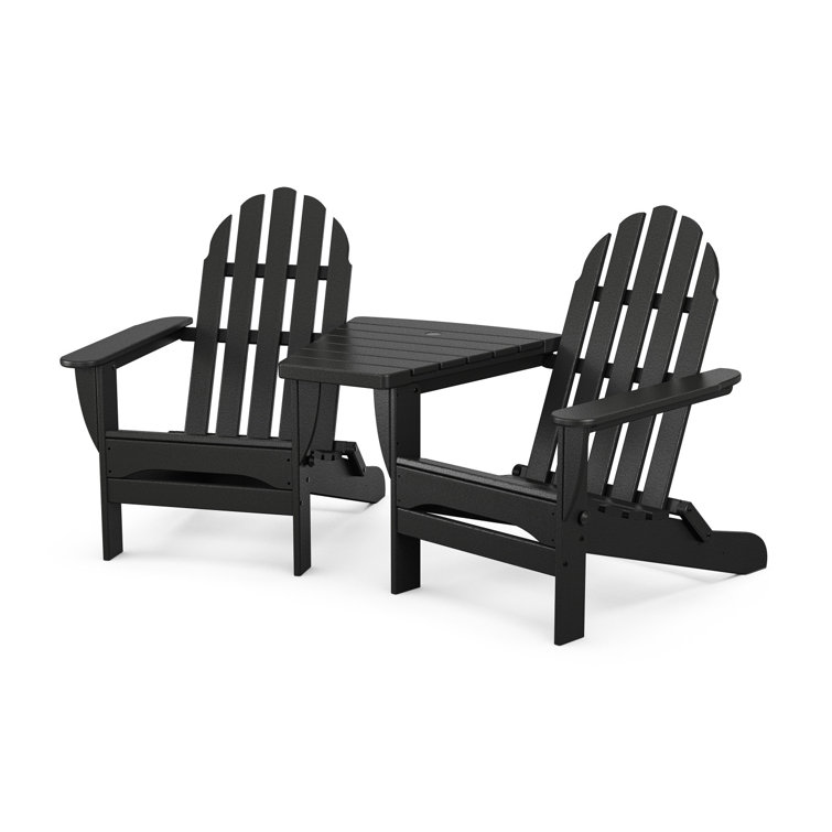 Classic Folding Adirondacks with Angled Connecting Table