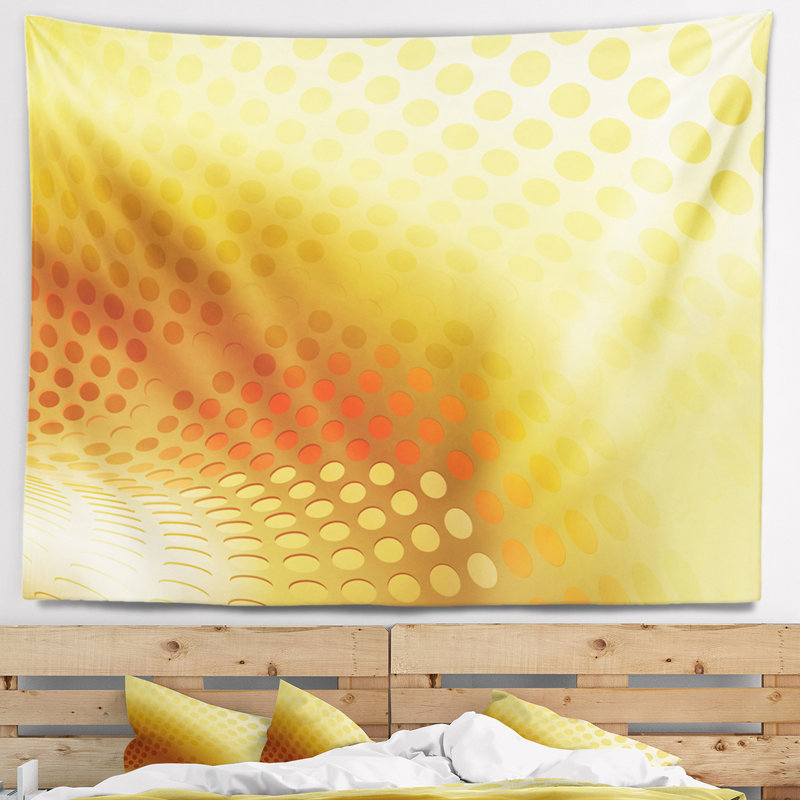 Tapisserie dorée à motif abstrait fractal, H 32 po x l 39 po