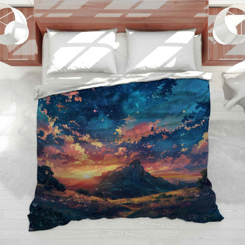 Starry Landscape Nature Cotton Blend Comforter, Queen Comforter