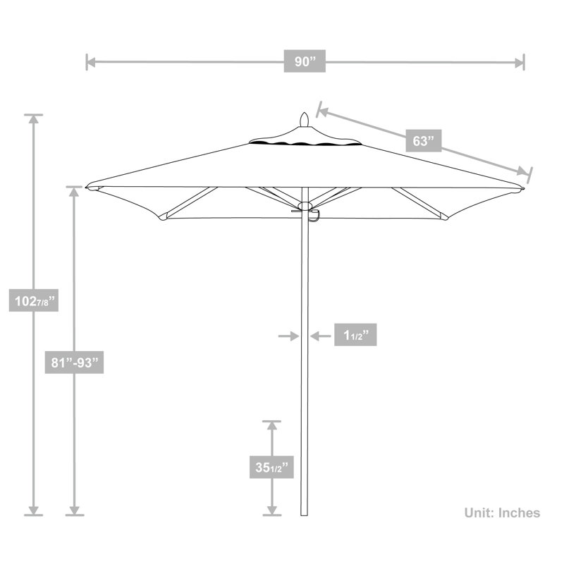 Parasol de marché Boehlke 7 pi 6 po, Toile Sunbrella® jaune tournesol
