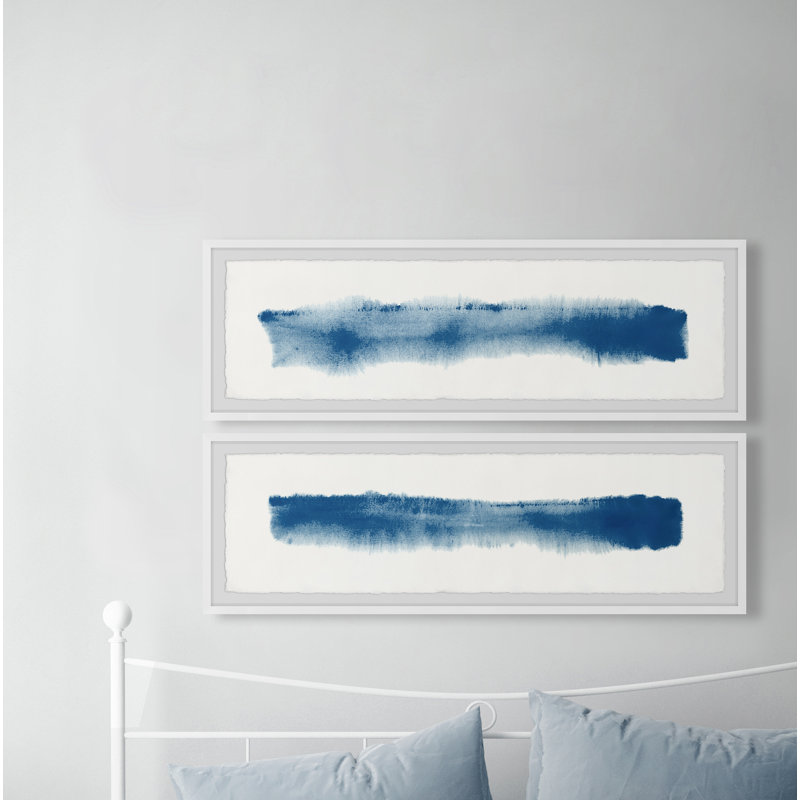 « Bluish Tone »-ensemble de 2 reproductions d’art encadrées sur papier, H 15 po x l 45 po x P 1,5 po