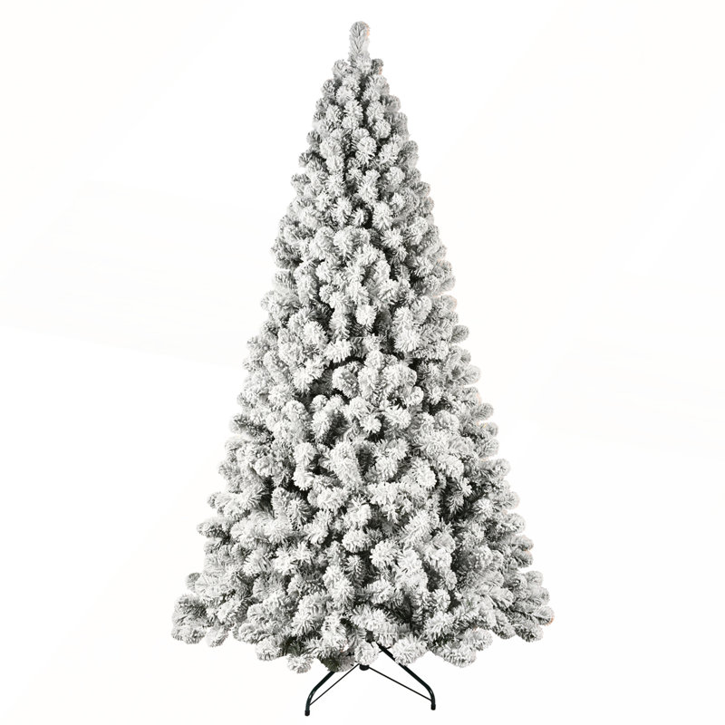 Arbre de Noël enneigé 9 pi avec 650 lumières blanc chaud et embouts en PVC 1930, 9'