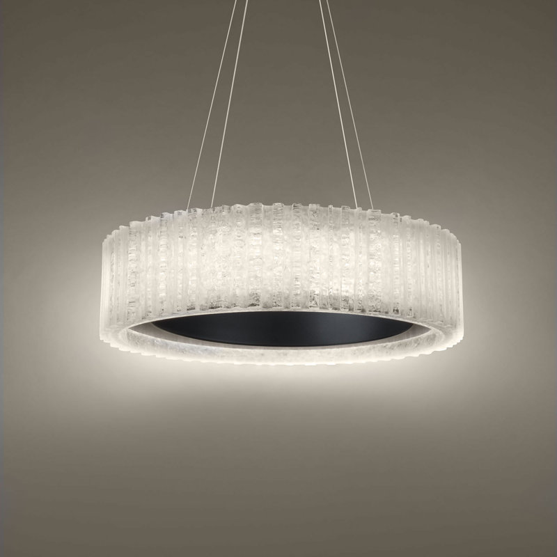 Rhiannon Black Crystal LED Drum Chandelier with Dimmable Light