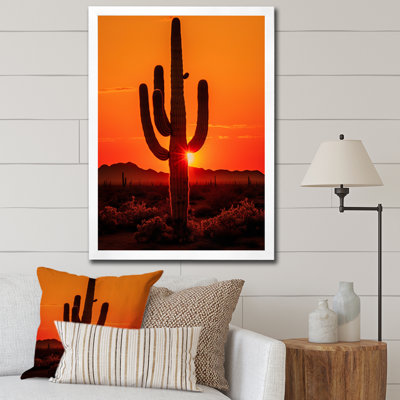 Lochview, orange, noir, cactus, désert, coucher de soleil, Saguaro - Cactus, art mural