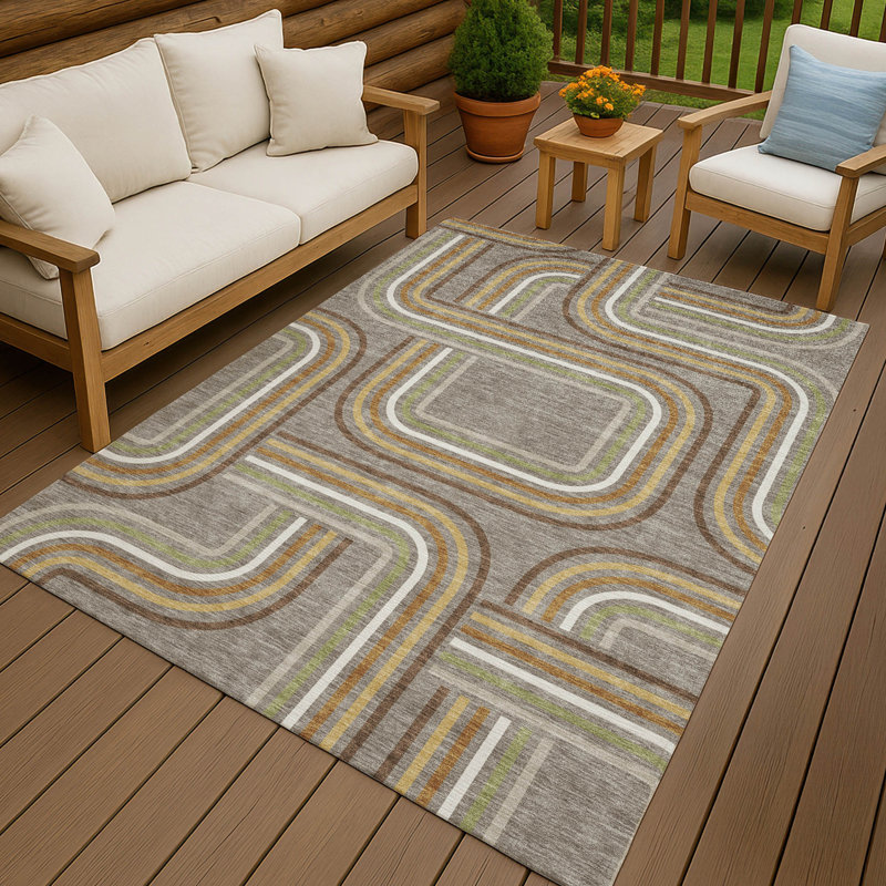 Machine Washable Indoor/Outdoor Chantille ACN2535 Geometric Rug, Rectangle 3' x 5', Taupe