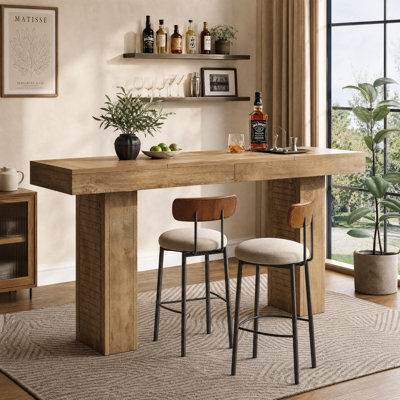 70.9" Modern Rustic Bar Table - Counter Height, Seats 4-6