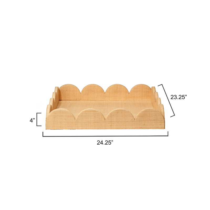 Wonderland Raffia Decorative Tray, Brown