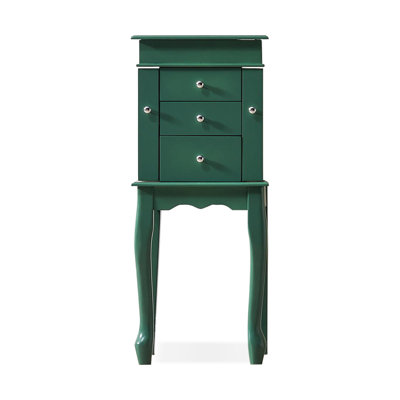 Dark green Rectangular Solid + Manufactured Wood Jewelry Armoires
