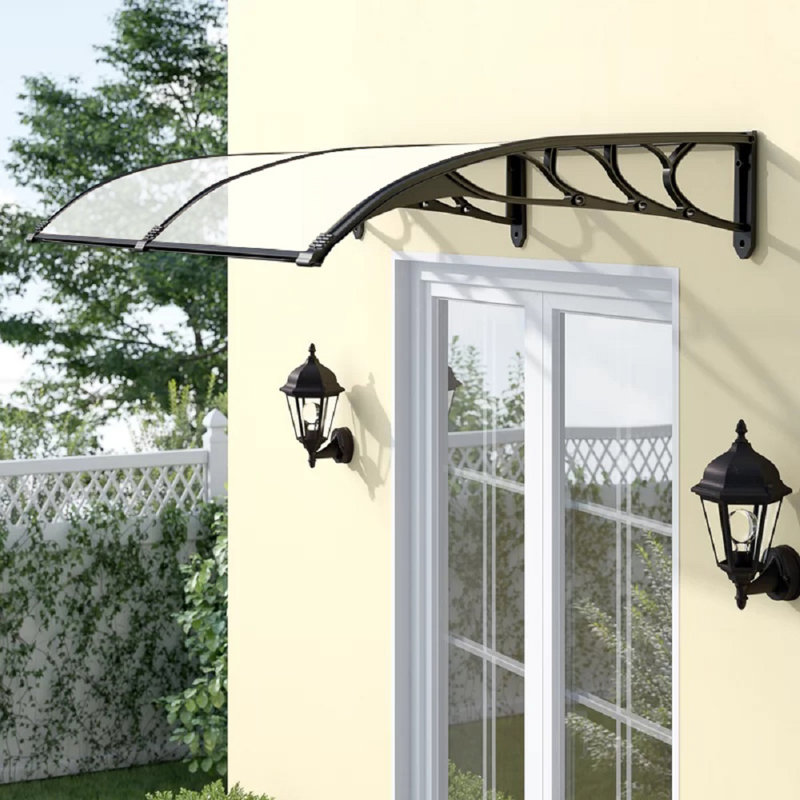 Sol 27 Outdoor 100cm D Plastic Black Cover Retractable Door / Window Awning, 28cm H x 270cm W x 100cm D, Black