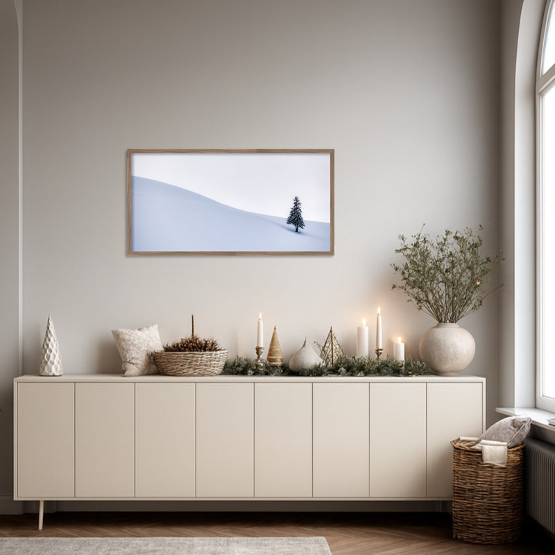 Arbre solitaire en hiver par Judith Kuhn, impression sur toile encadrée, L 41 po x H 21 po