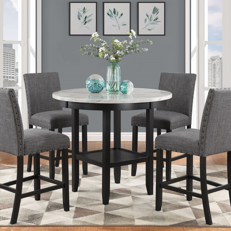 Ensemble de 2 tabourets de bar gris foncé Marian, garniture cloutée, style transitionnel, sièges confortables et élégants pour les cuisines et les bars modernes
