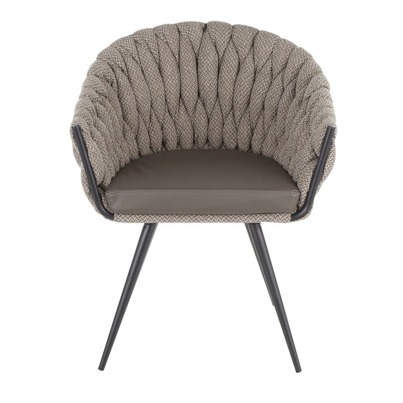 Chaise contemporaine en métal noir avec similicuir gris et tissu gris