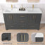 Ensemble de meuble-lavabo double 60 po gris foncé avec plateau solide (assemblé)