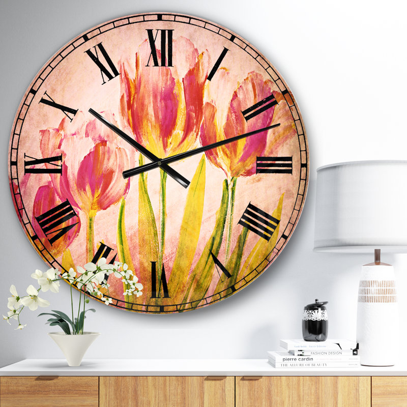 Red Tulips - Traditional wall clock, Small