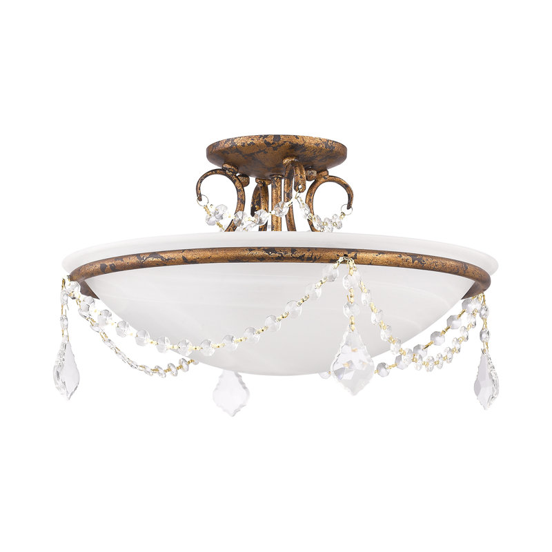 Weathers Glass Semi Flush Mount, Venetian Golden Bronze, 10" H x 16" W x 16" D