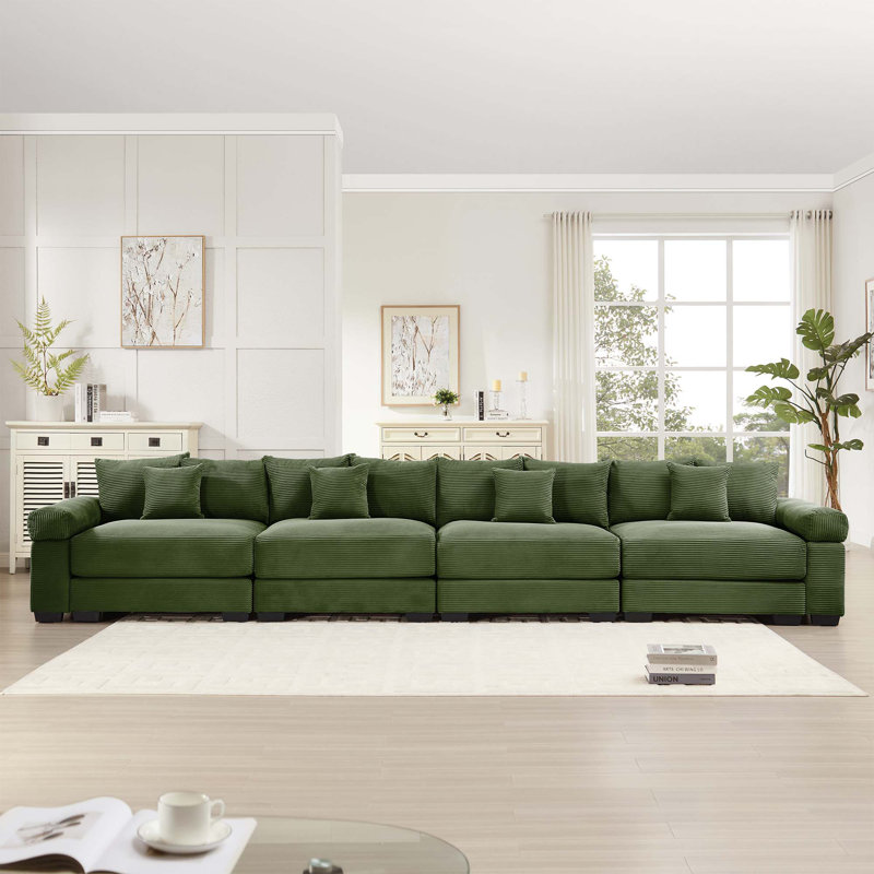 Canapé modulaire surdimensionné Cloud, Vert, 4, H 34,2 po x l 167,6 po x P 33,8 po