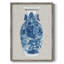 «Ming Vase on Linen I», reproduction encadrée - bois massif-1855974302