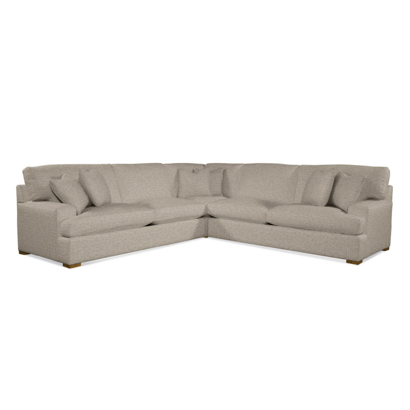 Cambria Upholstered L-Sectional, Havana Finish, Beige Performance Fabric; 0851-73