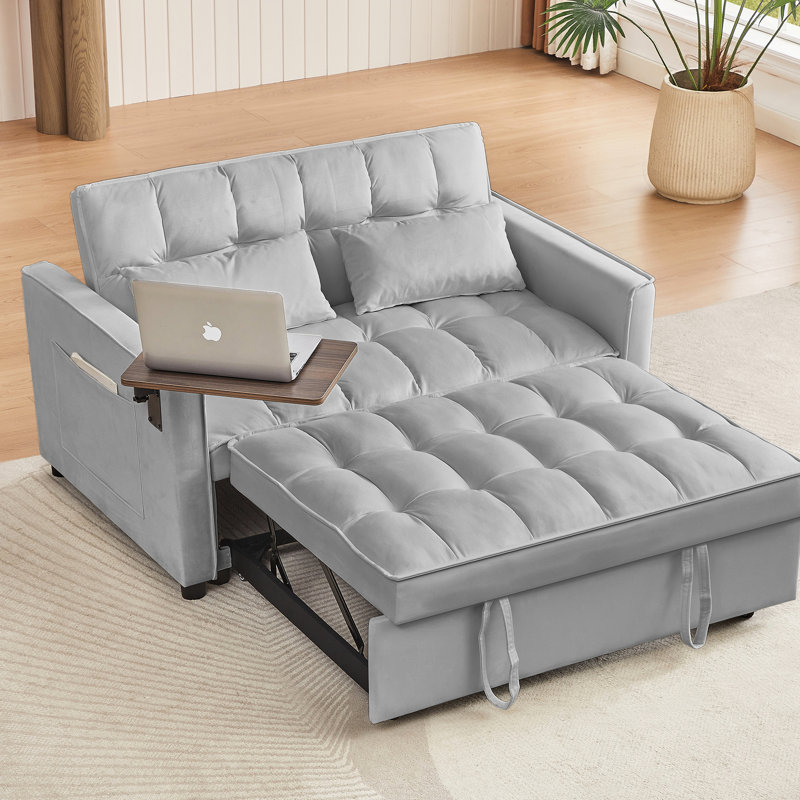 Lit convertible en velours gris: espace et solution élégante pour votre espace de vie Lit en velours: dossier à accoudoirs carrés de style classique