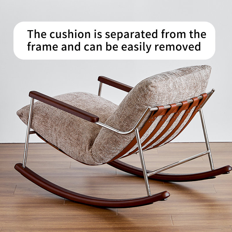 Chaise berçante confortable en chenille amovible, Taupe