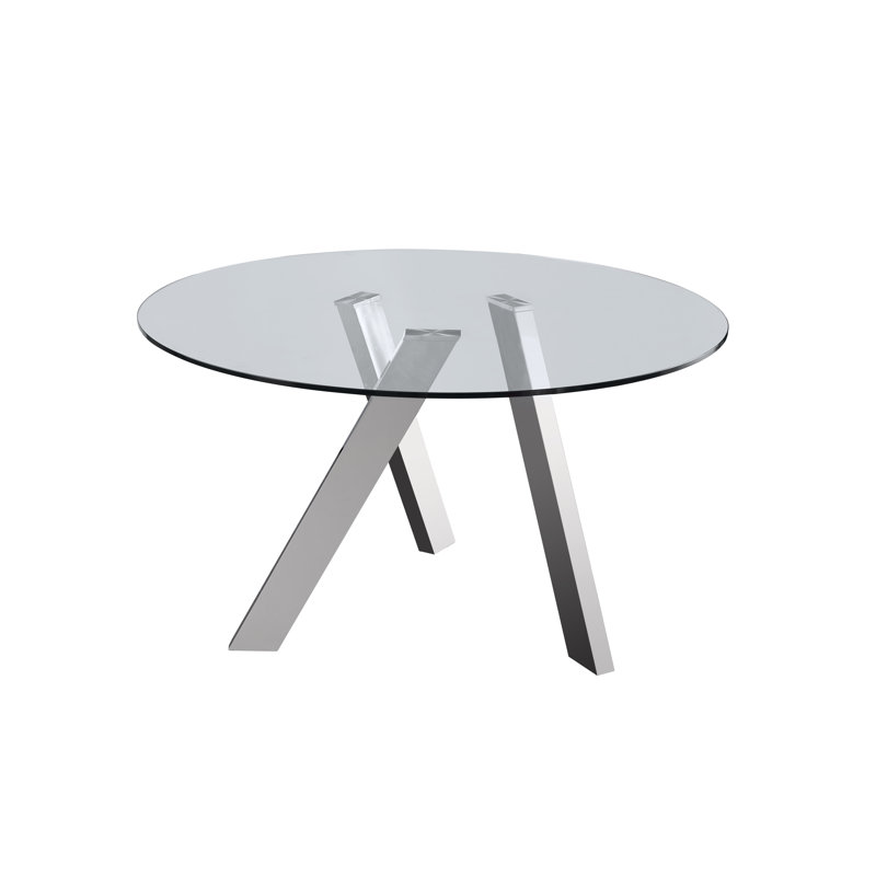 Round Glass Top Metal Base Dining Table