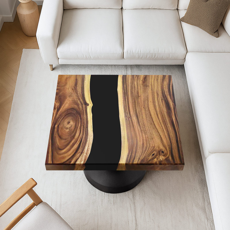 Square Wood Epoxy Dining Table Top 35", 35" L x 35" W x 2" H