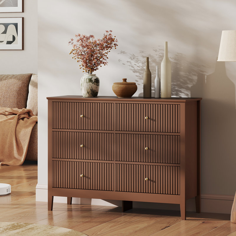 6 tiroirs 47 po Large commode, Brun