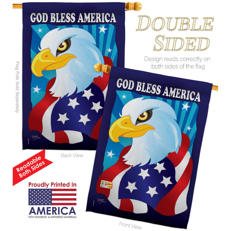 Double Sided 40'' H x 28'' W Polyester Independence Day House Flag