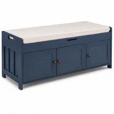 Linen Blend Upholstered Storage Bench