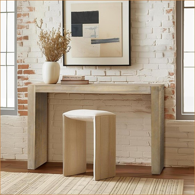 Console moderne en bois massif de 54 po avec finition fumée Tobago, multifonctionnelle pour vestibule de salon, Marron foncé