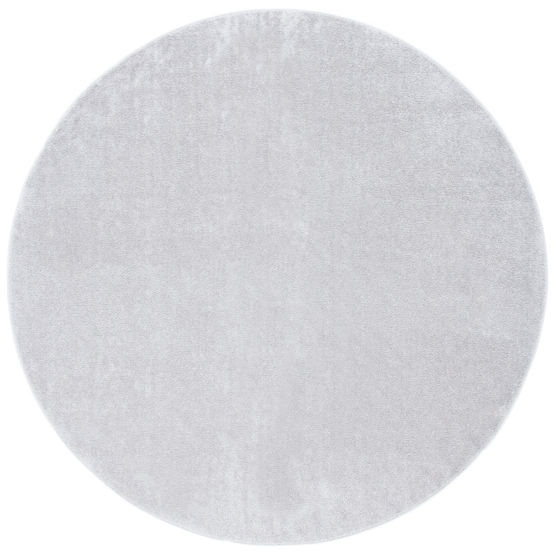 Tapis de couleur unie antidérapant Briadhea-Lyn, Rond 6 pi 7 po