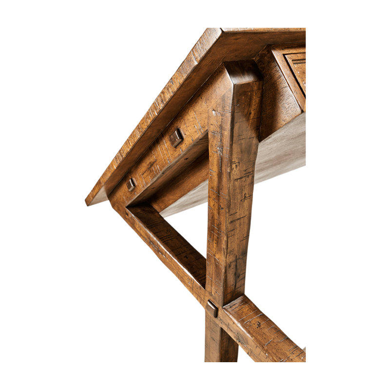 Casually Country Solid Wood Writing Desk, Country Farmhouse Walnut