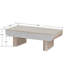 Table basse Mid-Century moderne ovale avec tiroir cannelé et plateau en faux marbre, finition brune