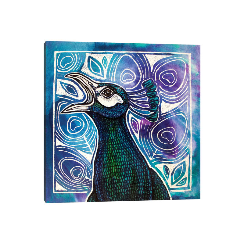Call of the Peacock 1 Piece Wrapped Canvas Wall Art, 30.48 cm H x 30.48 cm W