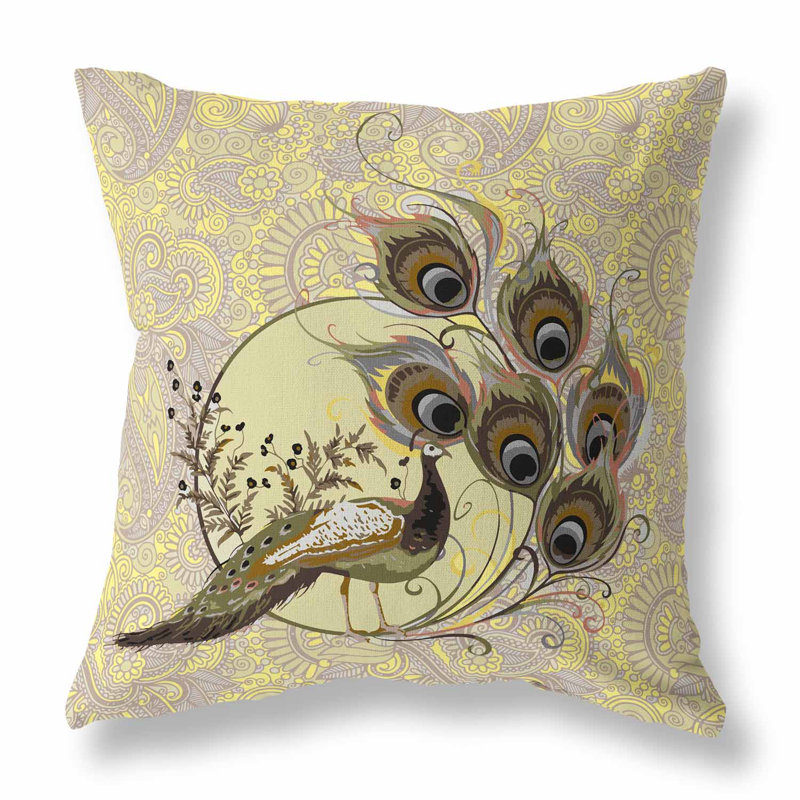 Coussin Paisley, Jaune / crème / cachemire châtaignier, H 20 po x l 20 po