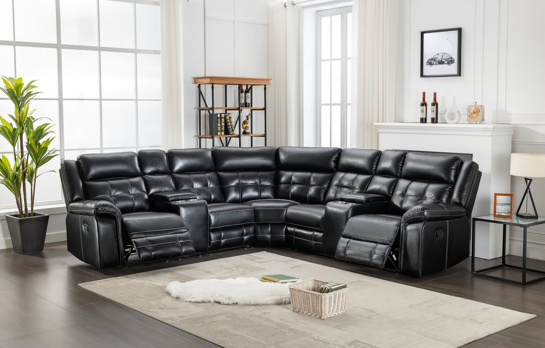 Faux leather best sale reclining sectional