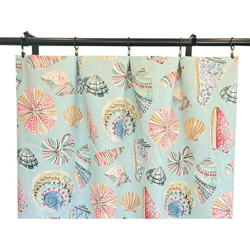 Rideaux de plage turquoise et coquillages roses, L 50 po x L 120 po