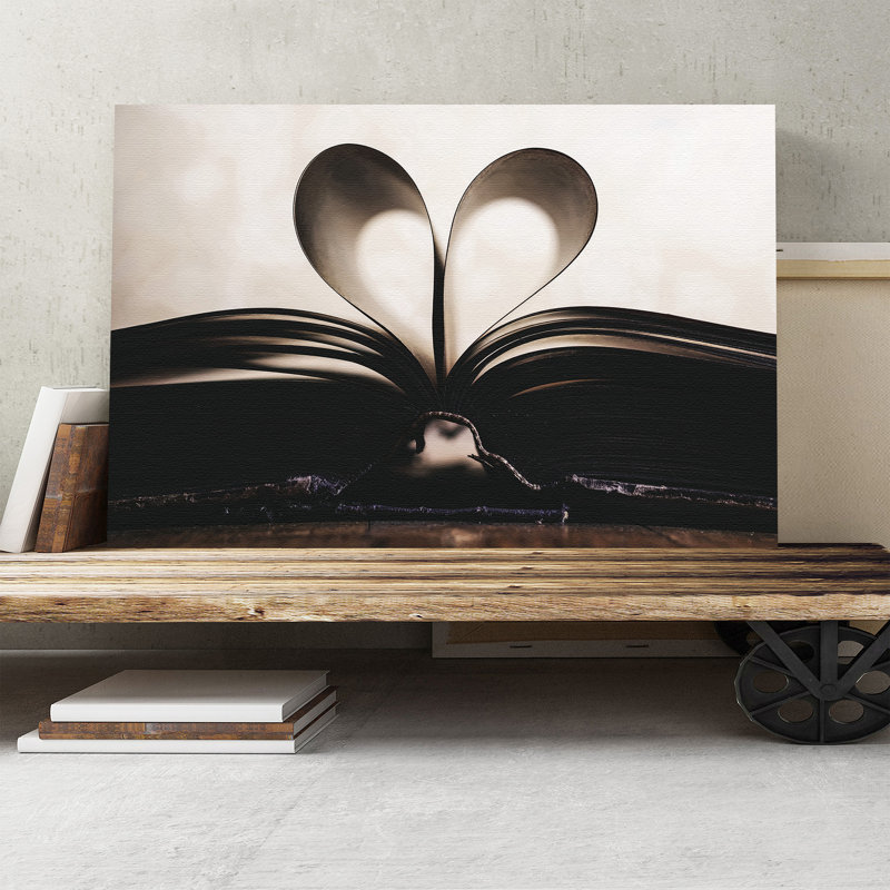 Paper Book Love Heart - Wrapped Canvas, 40cm H x 60cm W