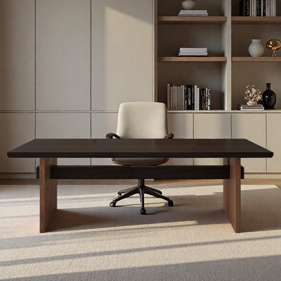 Black desk,solid wood,for home use,rectangular